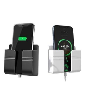 Prolet Wall Mounted Mobile Holder Storage Case for Remote, Wall Mounted Mobile Stand/Multi Purpose Stand with Hole for Phone Charging-(Pack of 2)