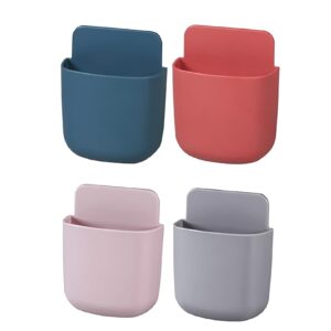 Oblivion Wall Mount Mobile Stand Holder 4 Pcs – Self-Adhesive Phone Charging Stand, Space-Saving, Multicolor ABS Storage Case for Remote & Mobile Adjustment, Home & Office Organizer