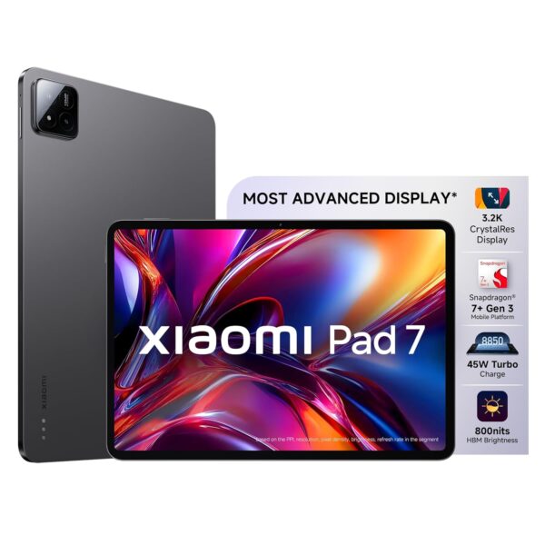 Xiaomi Pad 7 |Qualcomm Snapdragon 7+ Gen 3 |28.35cm(11.16") Display |8GB, 128GB |3.2K CrystalRes Display |HyperOS 2 |68 Billion+ Colours |Dolby Vision...