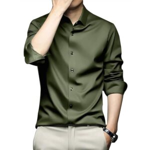 Men's Stylish Solid Satin Casual Shirt for Men Full Sleeves | Poly Satin Silk Shirt