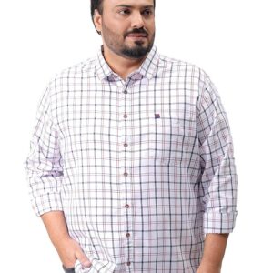 The Indian Garage Co Men Plus Size Regular Fit Checkered Spread Collar Full Sleeves Casual Shirt
