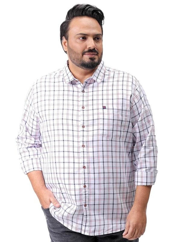 The Indian Garage Co Men Plus Size Regular Fit Checkered Spread Collar Full Sleeves Casual Shirt