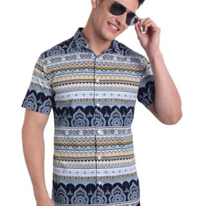 Man Slim Fit Cotton Casual Printed Shirt for Men