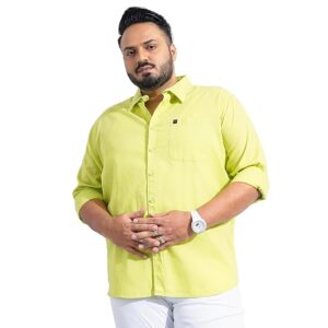 The Indian Garage Co Men Plus Size Regular Fit Solid Cutaway Collar Full Sleeves Casual Shirt
