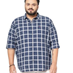 The Indian Garage Co Men Plus Size Regular Fit Checkered Cutaway Collar Full Sleeves Casual Shirt